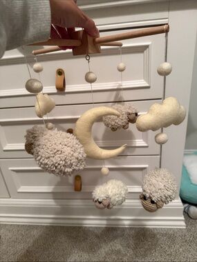 Cream Sheep & Moon Nursery Mobile - Home Accents Decor